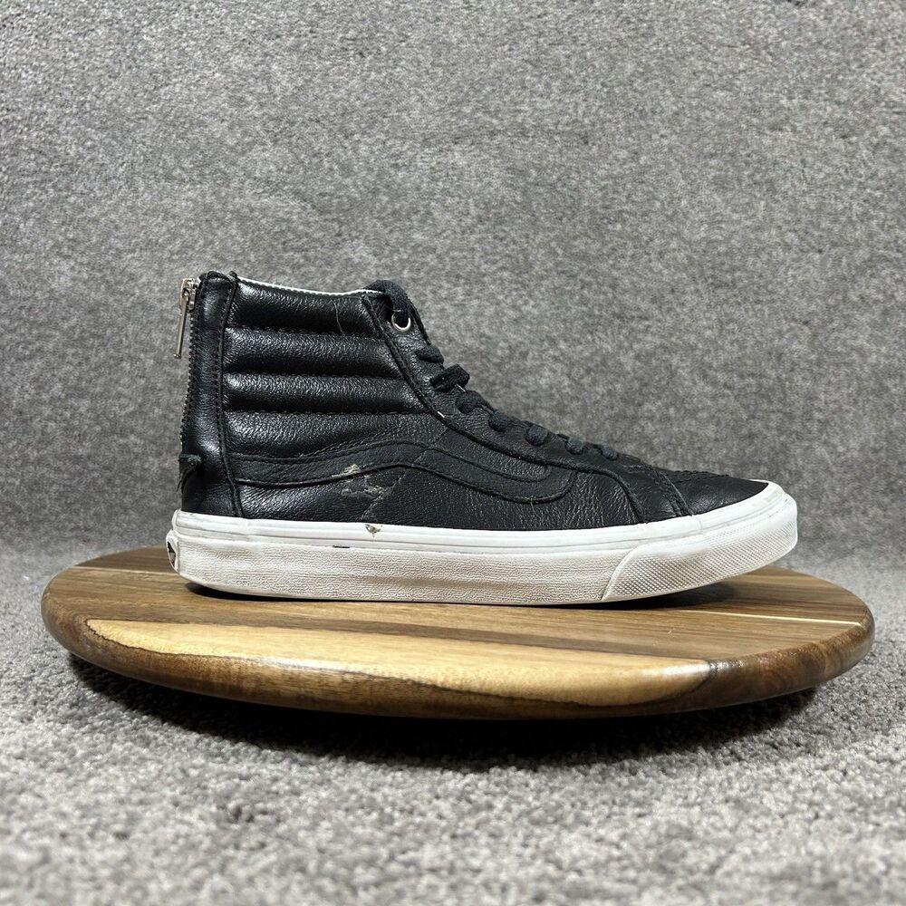 Vans Sk8-Hi Reissue Zip Women’s Size 7 Black Leather Athletic Skate Shoes Used